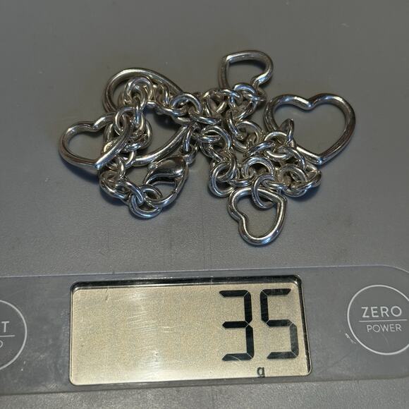 Vintage Tiffany & Co 925 Sterling Silver Open Heart Charm Bracelet Y2K - Picture 9 of 10